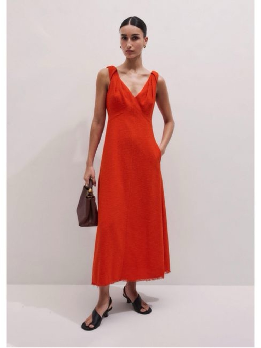 ME+EM Twisted Strap Fit and Flare Maxi Dress